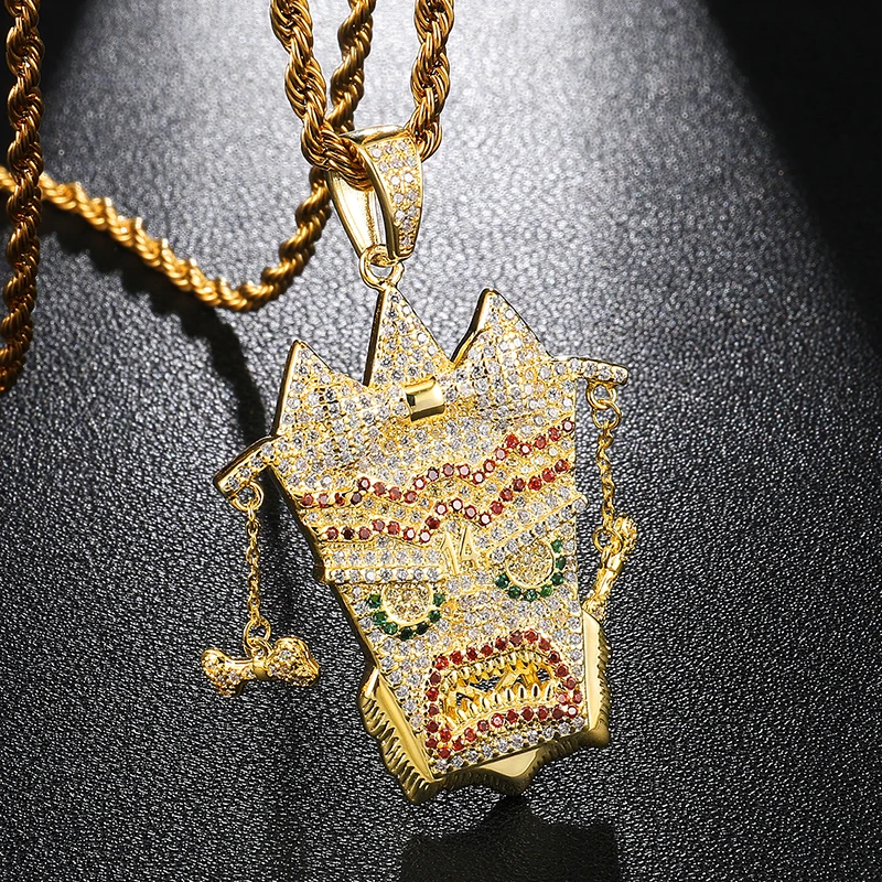 D&Z хип-хоп популярное кубическое циркониевое UKA ожерелье с подвеской-маской для Мужчин, Ювелирные изделия в стиле рок-н-ролл