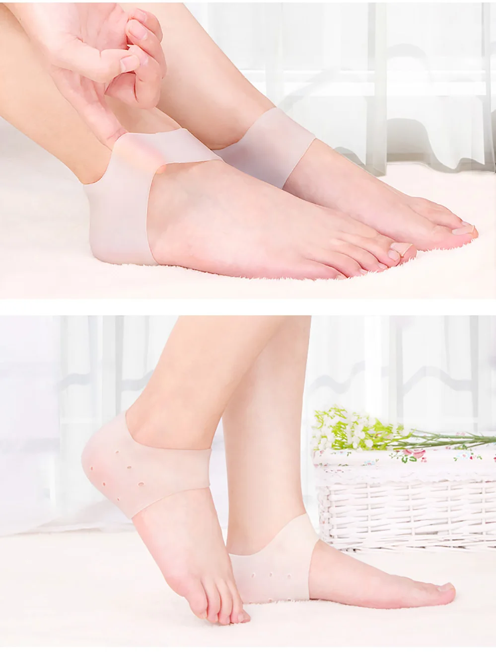 USHINE SEBS 1 пара силиконовые педикюрные Уход за ногами proctector трещины увлажняющие задняя пятка Бальные латинские танцевальные туфли женские