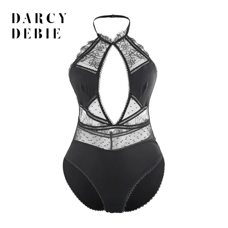 

Darcydebie S-XXL Sexy Black Lace Bodysuit Women Mesh Jumpsuits Romper Backless Hollow Out Ladies Body Dentelle Shorts Playsuits
