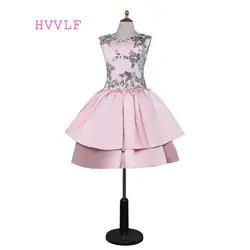 2019 Розовые Платья с цветочным узором для девочек на свадьбу, бальное платье, рукава-крылышки, Аппликации, платья для первого причастия для