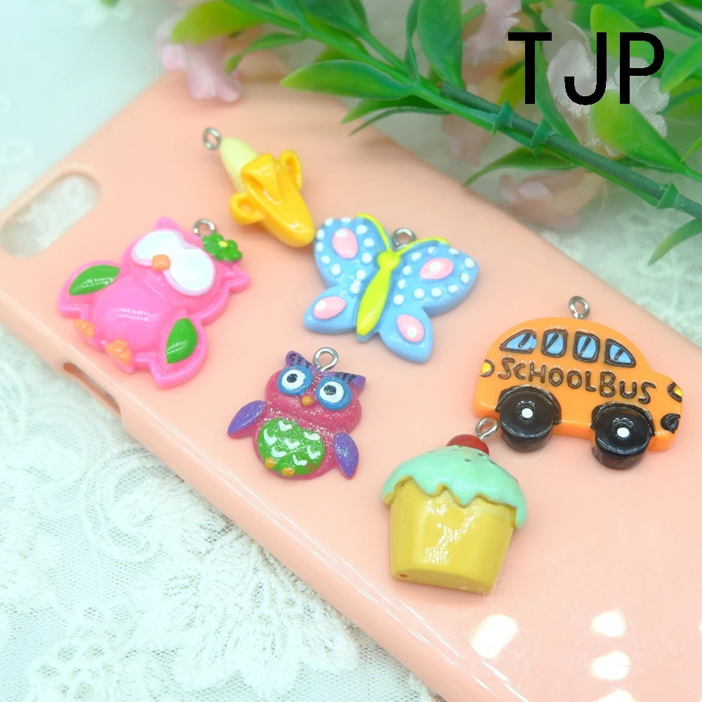 

Kawaii Owl Banana butterfly school bus cake Charms Pendants for DIY decoration neckalce earring key chain Jewelry Making