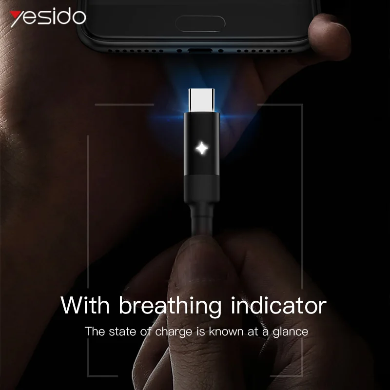 Yesido CA28 Smart power Off usb type C кабель для быстрой зарядки type-c кабель для samsung S10 S9 Xiaomi huawei USB C кабель для передачи данных