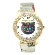 GAIETY новые женские Модные Аналоговые часы с кожаным ремешком кварцевые часы Алиса в стране чудес с рисунком кота подарок для девушки наручные часы платье 40Q