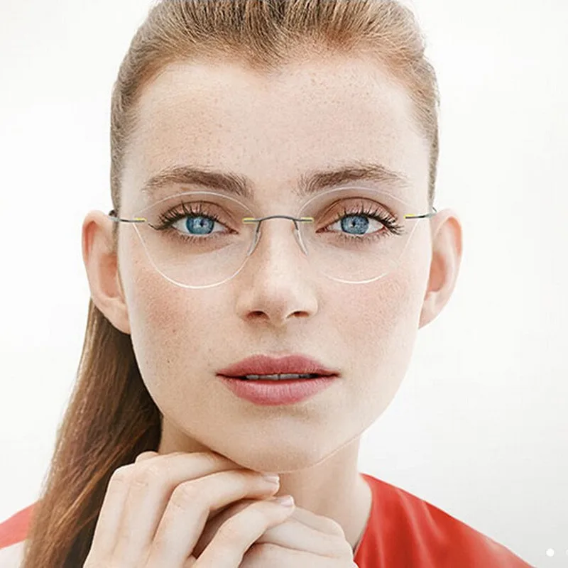 Стильные женские без рамки кошачий глаз оптические очки в оправе женские компьютерные очки кошачий глаз очки