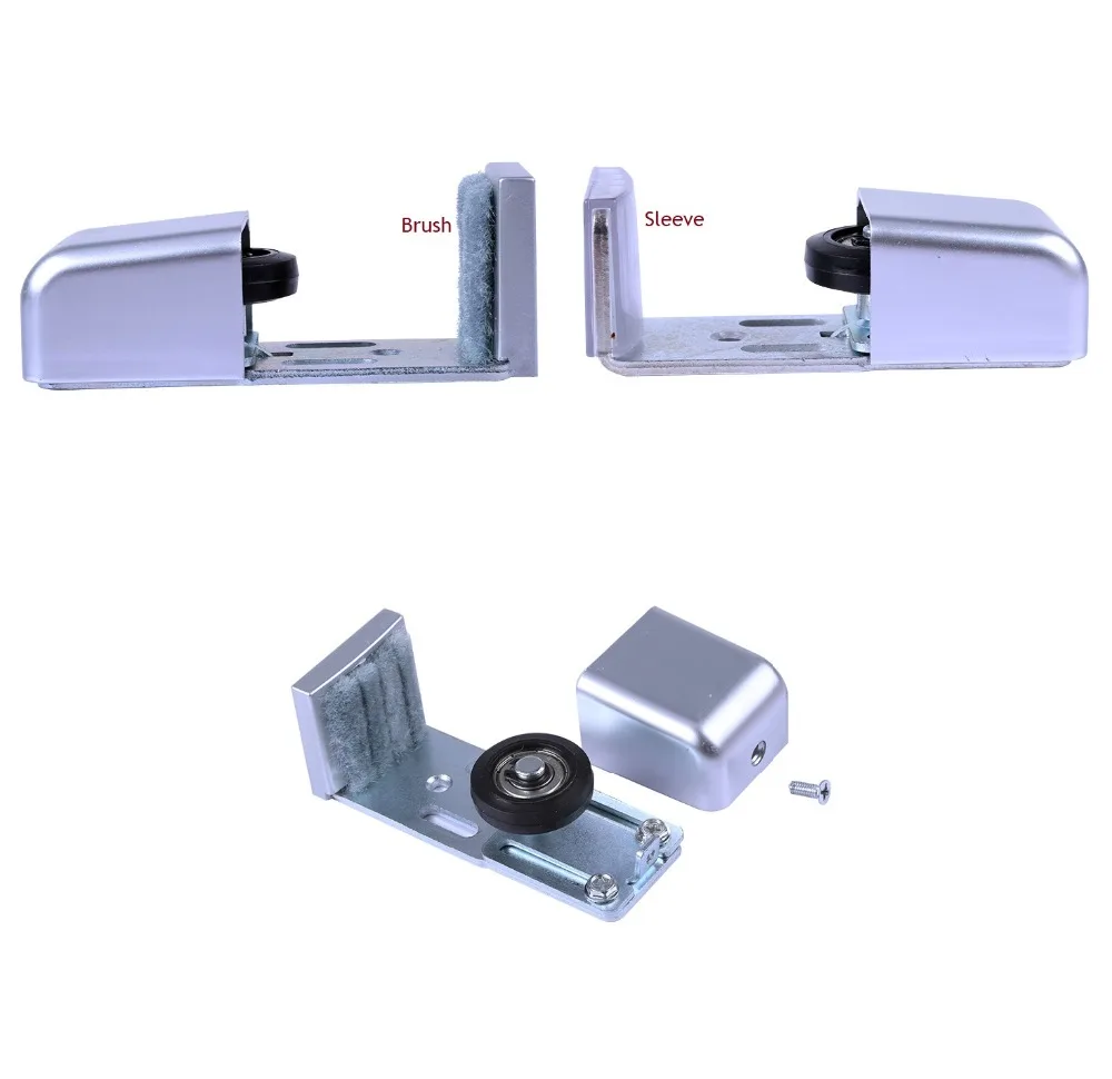 2pcs/lot Adjustable Top Hung Sliding Frameless Glass Wooden Door Floor