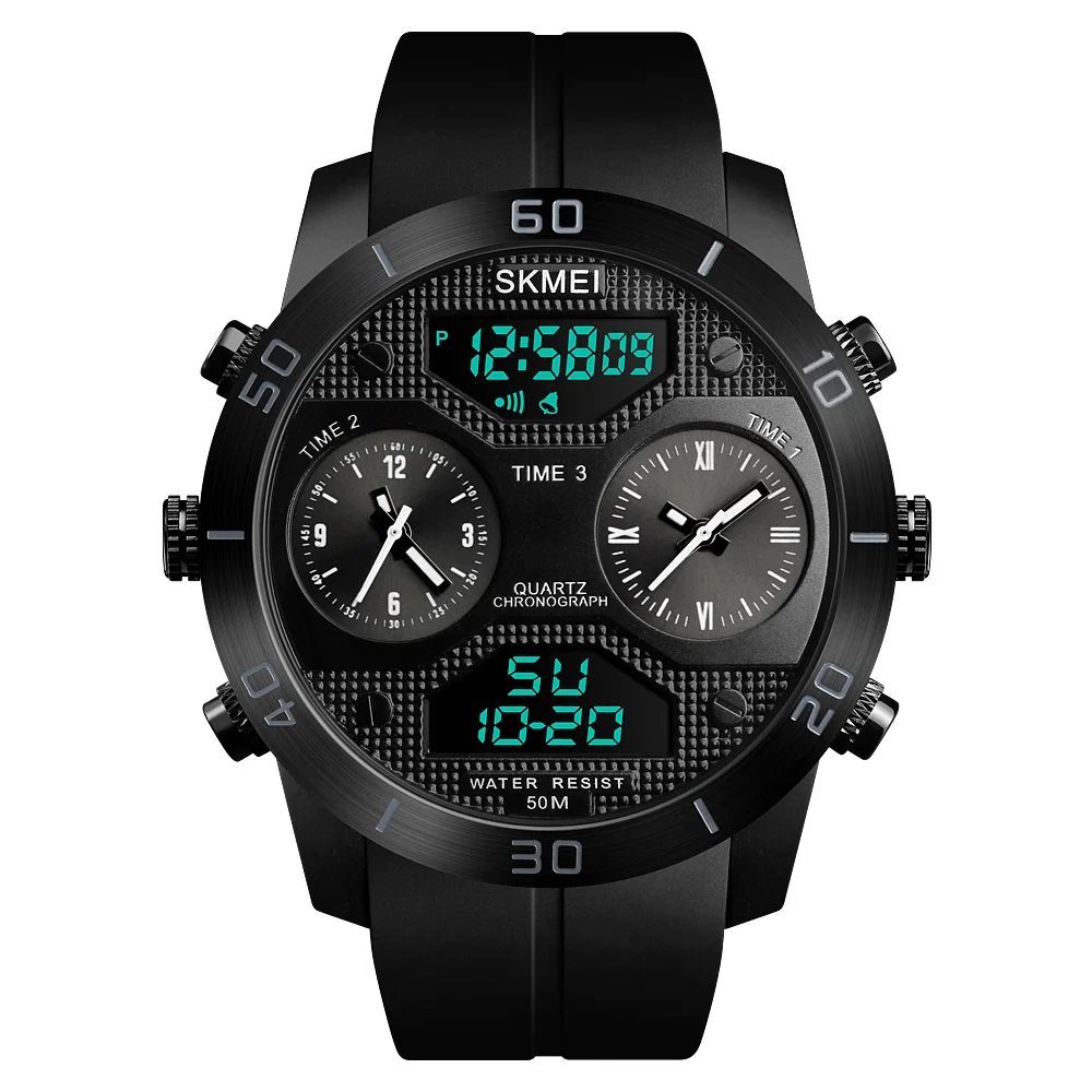 

SKMEI Sport Watch Men Waterproof 3 Time Display Multifunction Fashion Men's Wristwatch Quartz Digital Watches Relogio Masculino