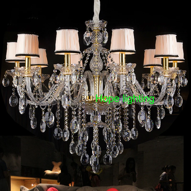 fabric shade crystal chandelier living room led chandelier with shade