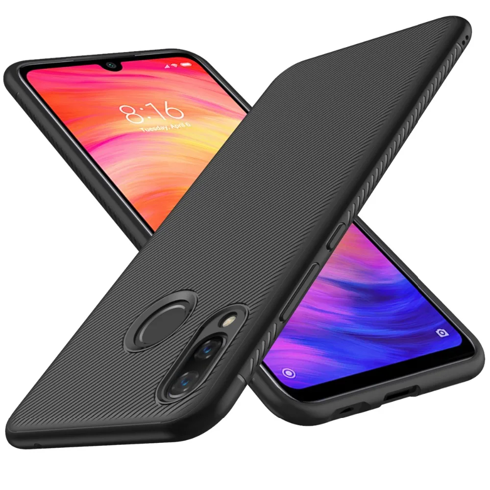 Чехол для Xiaomi Redmi Note 7 Pro 9 мягкий силиконовый тонкий текстурированный ТПУ чехол 8 9S