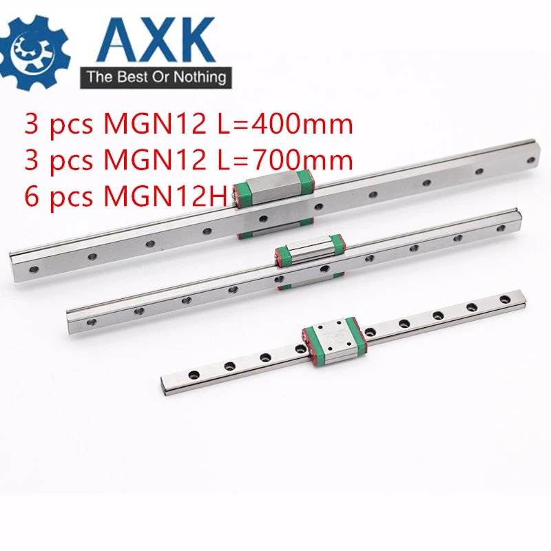 Linear Rail Way MGN12 400mm with MGN12H Linear Carriage for CNC X Y Z Axis
