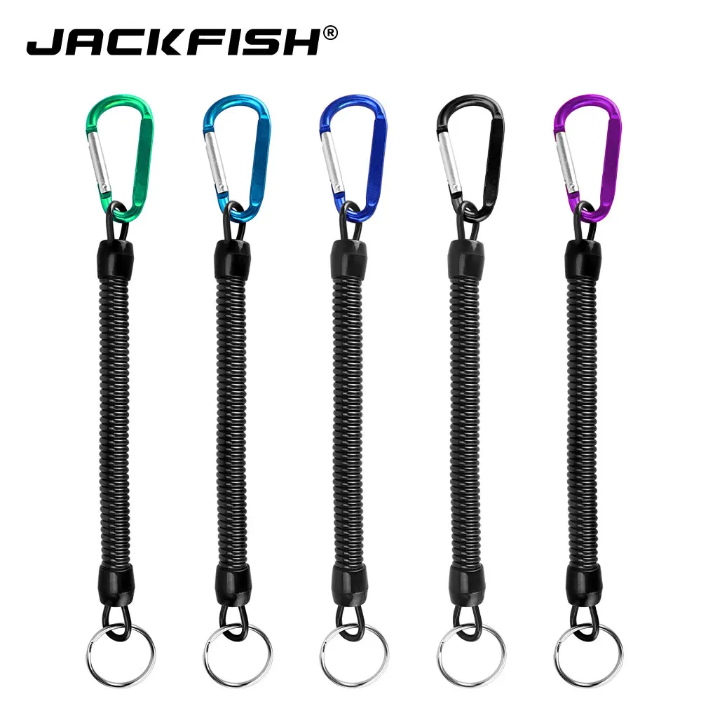 

JACKFISH Fishing Retention Ropes with Camping Carabiner Secure Lock Steel wire Fishing Rope Fishing Tools Accessories