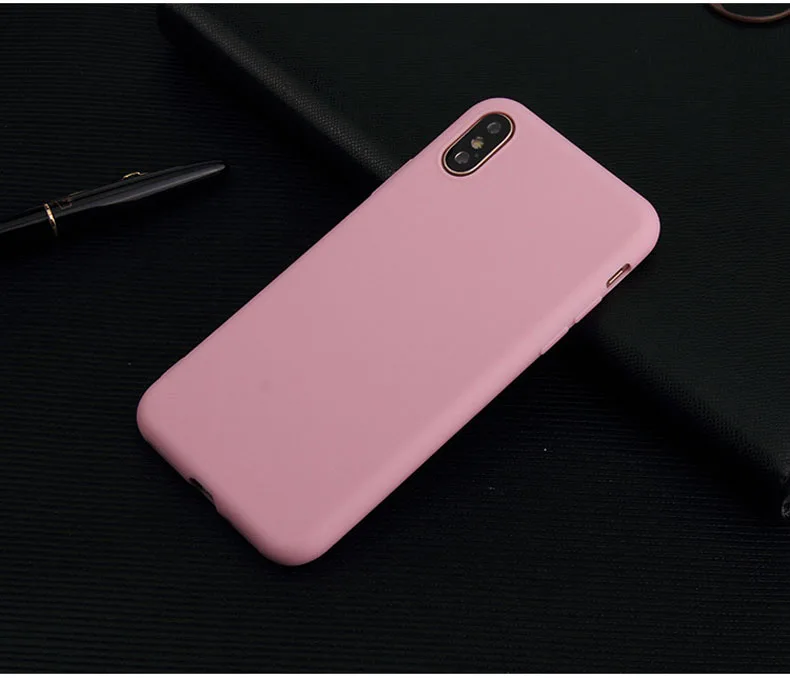 Ультратонкий матовый чехол Ricestate для iphone 11 Pro X XR XS MAX, чехол для iphone 6, 6s, 7, 8 Plus, матовая задняя крышка, защитный чехол - Цвет: Solid pink