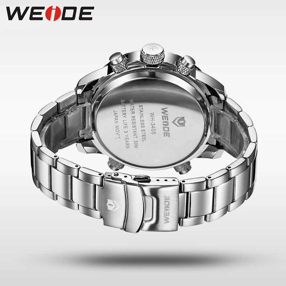Роскошные WEIDE Мужские Спортивные Часы Из Нержавеющей Стали Цифровые Аналоговые