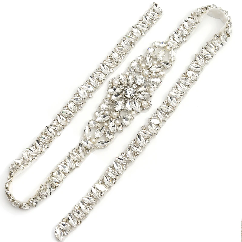 

YANSTAR 5PCS Wholesale Full Length Rhinestones Appliques Sewing On Wedding Dresses Belt DIY Bridal Sash YS858