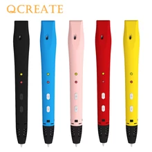 Caneta QCREATE 3D QW01-14S 3D Drawing Pen com Frete 10 Metros PCL 1.75 milímetros Filamento Temperautre Baixa Inteligente 3D Impressão caneta Doodler DIY