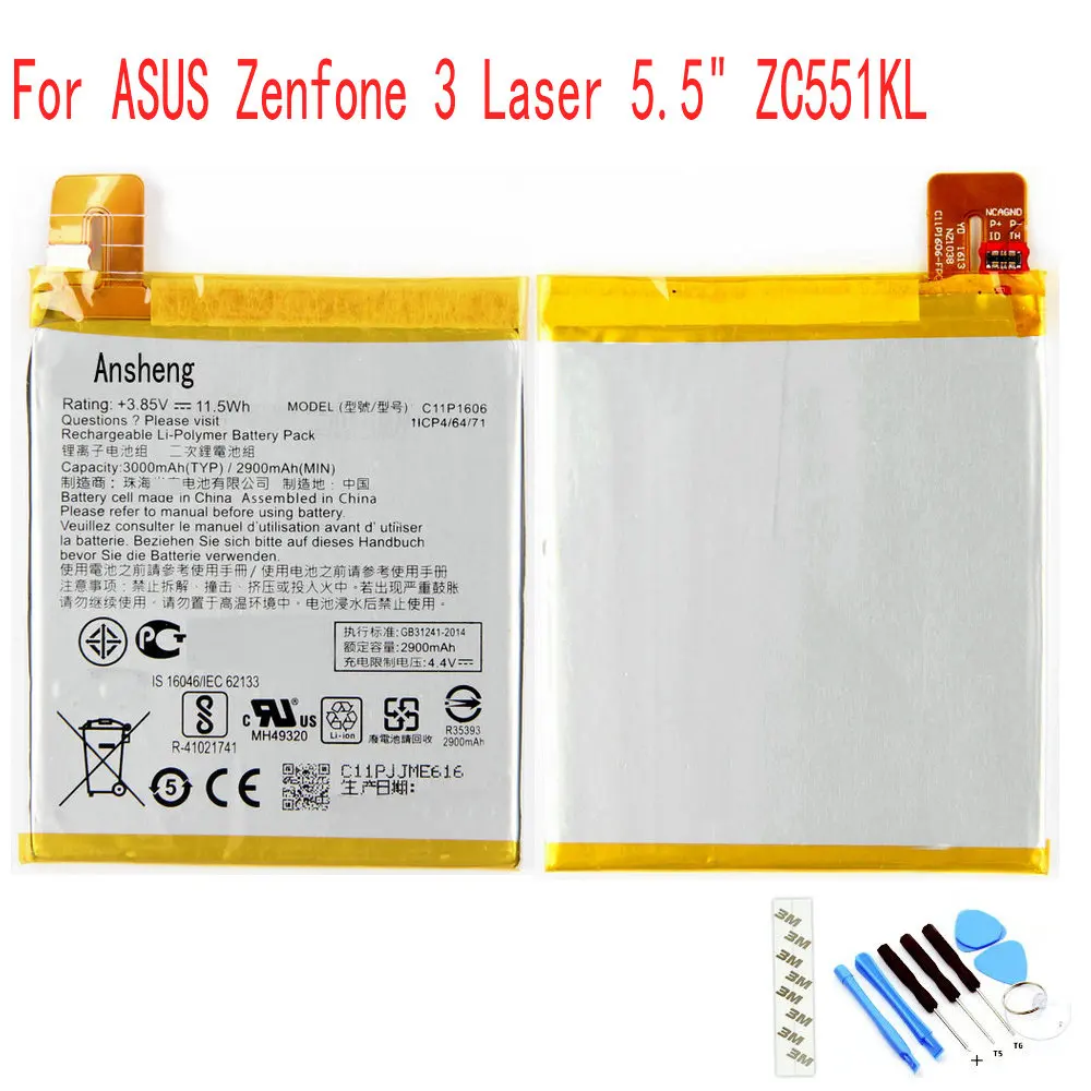 Оригинальный аккумулятор Ansheng C11P1606 3000 мАч для Asus zenfone Laser 3 ZC551kl Z01BDA
