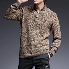 Новинка, модный брендовый свитер, мужские пуловеры, теплые облегающие вязаные Джемперы, водолазка, осенняя, корейский стиль, повседневная мужская одежда