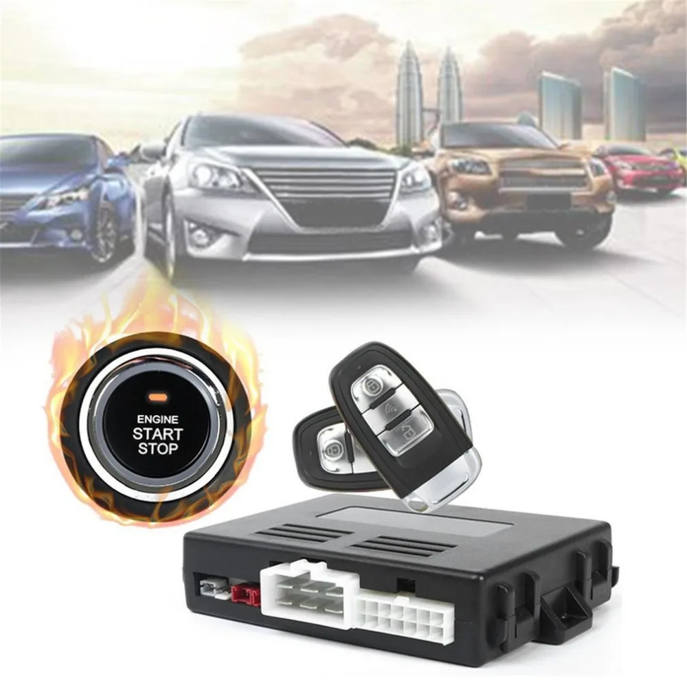 Universal Car Alarm System With Remote Start Car Push Button Start Passive Keyless Entry Auto Central Control Door Lock