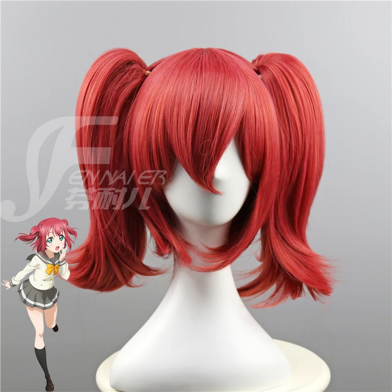 

LoveLive! Sunshine !! Ruby Kurosawa Red Wig Cosplay Wig Base Wig+ Two Ponytail Halloween Role Pla