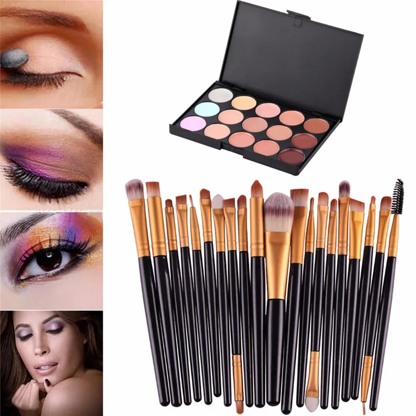 15 Colors Contour font b Face b font Cream Makeup Concealer Palette Professional 20 Makeup Brush
