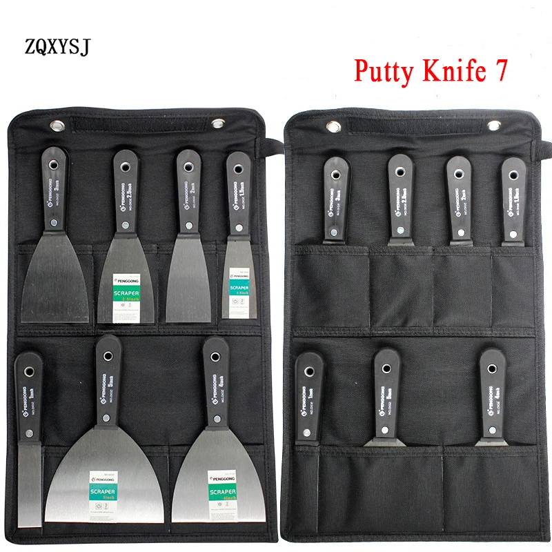 

Putty Knife Scraper Blade 1"1.5" 2" 2.5" 3" 4" 5"Wall Shovel Carbon Steel Plastic Handle Construction Tool Plastering Knife 7pcs