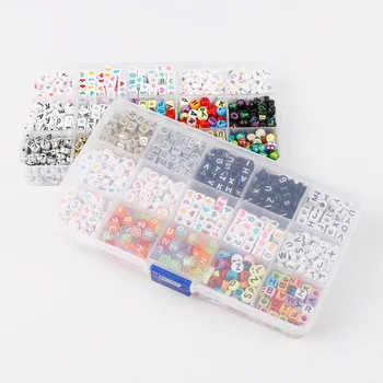 

1000 Pcs/Set Alphabet Letters Puzzle Beads Toys DIY Mixed Acrylic Colorful Beads Game with Acrylic Box