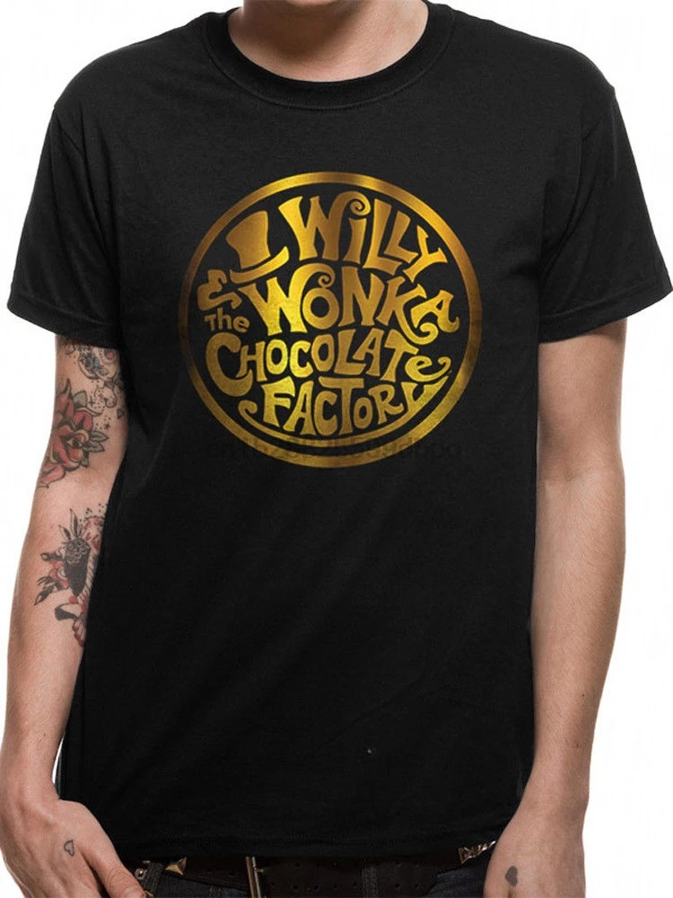 Willy Wonka Logo Official Charlie and the Chocolate Factory Black Mens T-shirt T shirt Brand 2018 Male Short Sleeve |