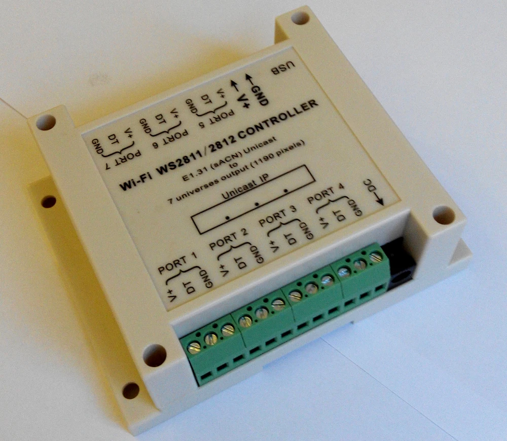 WIFI WS2811/WS2812B контроллер беспроводной E1.31 (sACN) ввод данных выход сигнала SPI (для