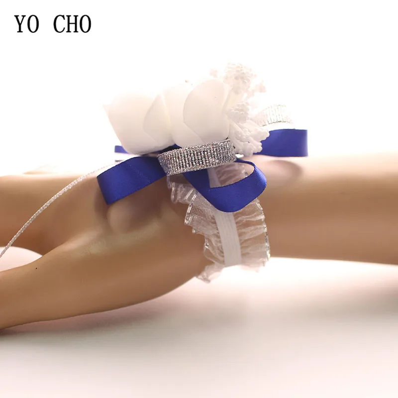 wedding wrist corsage Bracelet bridesmaid rose silk white pink marriage wrist corsage  (208)