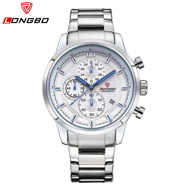 LONGBO Luxury Brand Men Watches Chronograph Stainless Steel Quartz Watch Men Waterproof Casual Wrist Watch Relogio