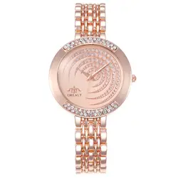 Женский полный Алмазный Модный комплект сплавов креативный циферблат стальной ремень повседневные наручные часы женские модели