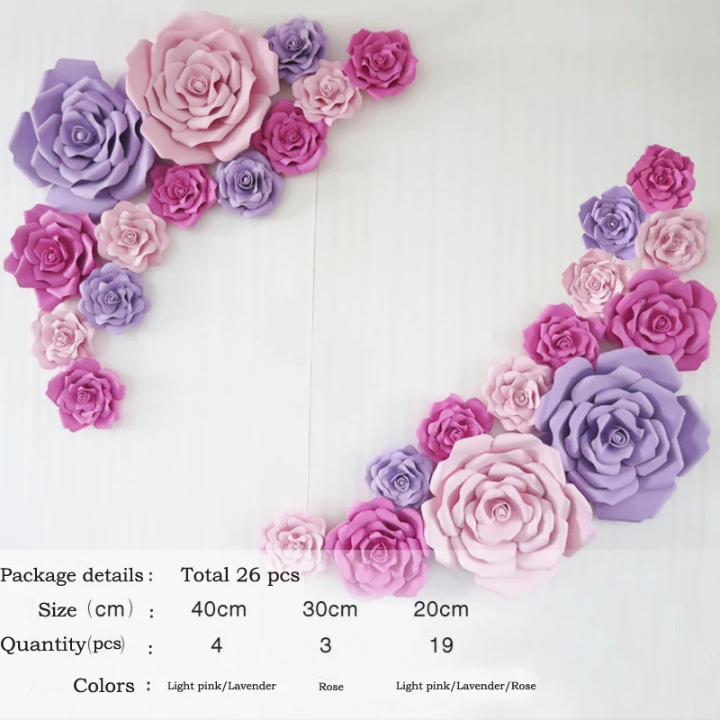 

13pcs/26pcs Giant Paper Foam Flower, Large Flower, Big Paper Flower For Wedding Party Background Flower Wall Backdrop Decoration