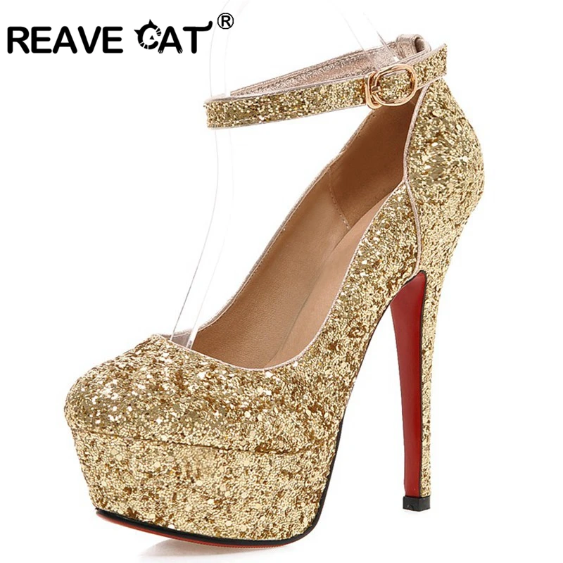 gold glitter heels with ankle strap