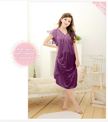 Women Nightdresses Women White lace sexy nightdress girls plus size Large size Sleepwear nightgown