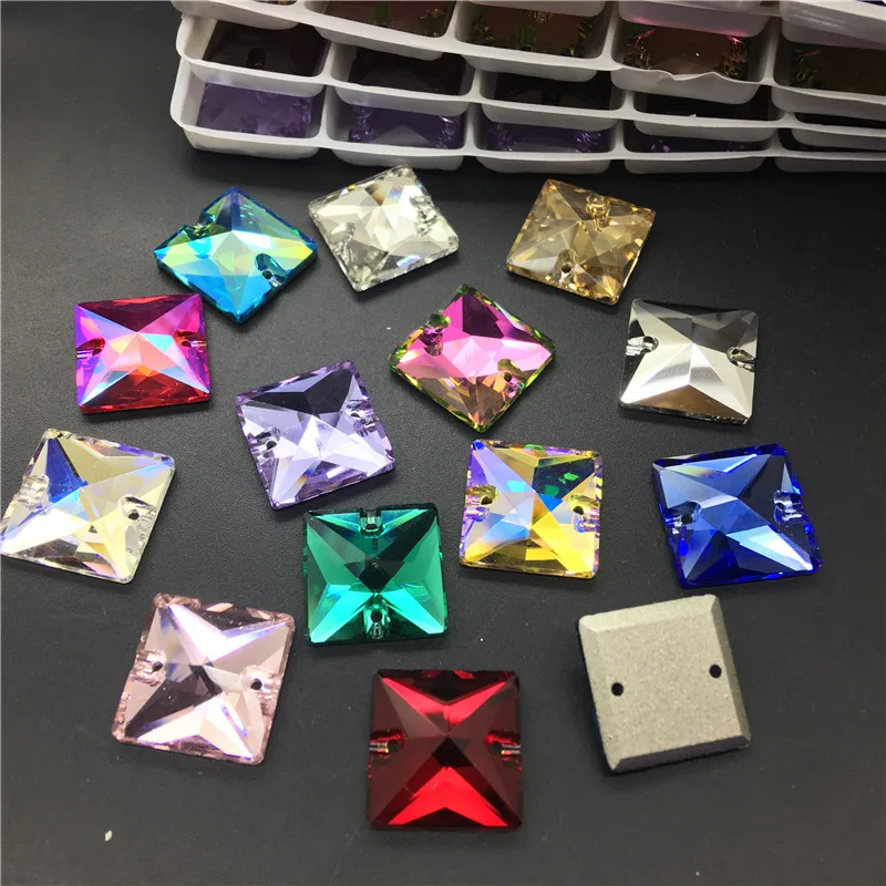 TopStone Square Shape Sew On Stones K9 Crystal Glass Sewing Rhinestones For Jewelry Dress Clothes | Дом и сад