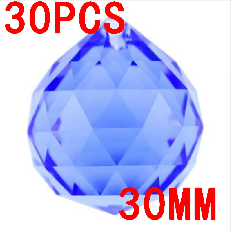 

New Style Lt Sapphire 30Pcs/Lot 30mm Crystal Chandelier Prism Balls Pendant K9 Glass Balls Home Wedding Lamp Decoration
