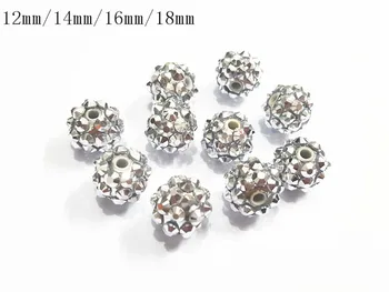 

(Choose Size First ) 12mm/14mm/16mm/18mm Silvery Resin Rhinestone Beads Free Shipment !