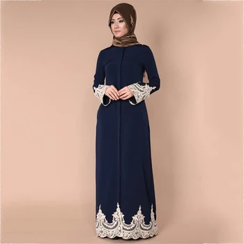 

Muslim Lace Abaya Long Robe Gowns Tunic Kimono Jubah Ramadan Arab Islamic Clothing Maxi Dress Embroidery Cardigan Full-length