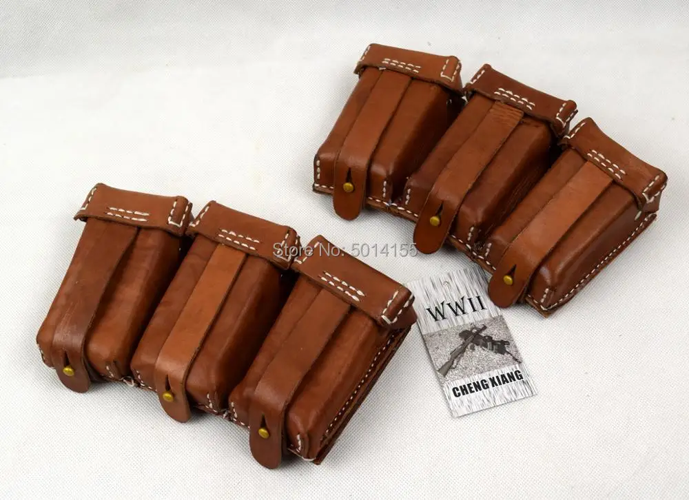 Пара Replcia WWII WW2 Немецкий K98 98K набор кожаных сумок с тройными патронами коричневого