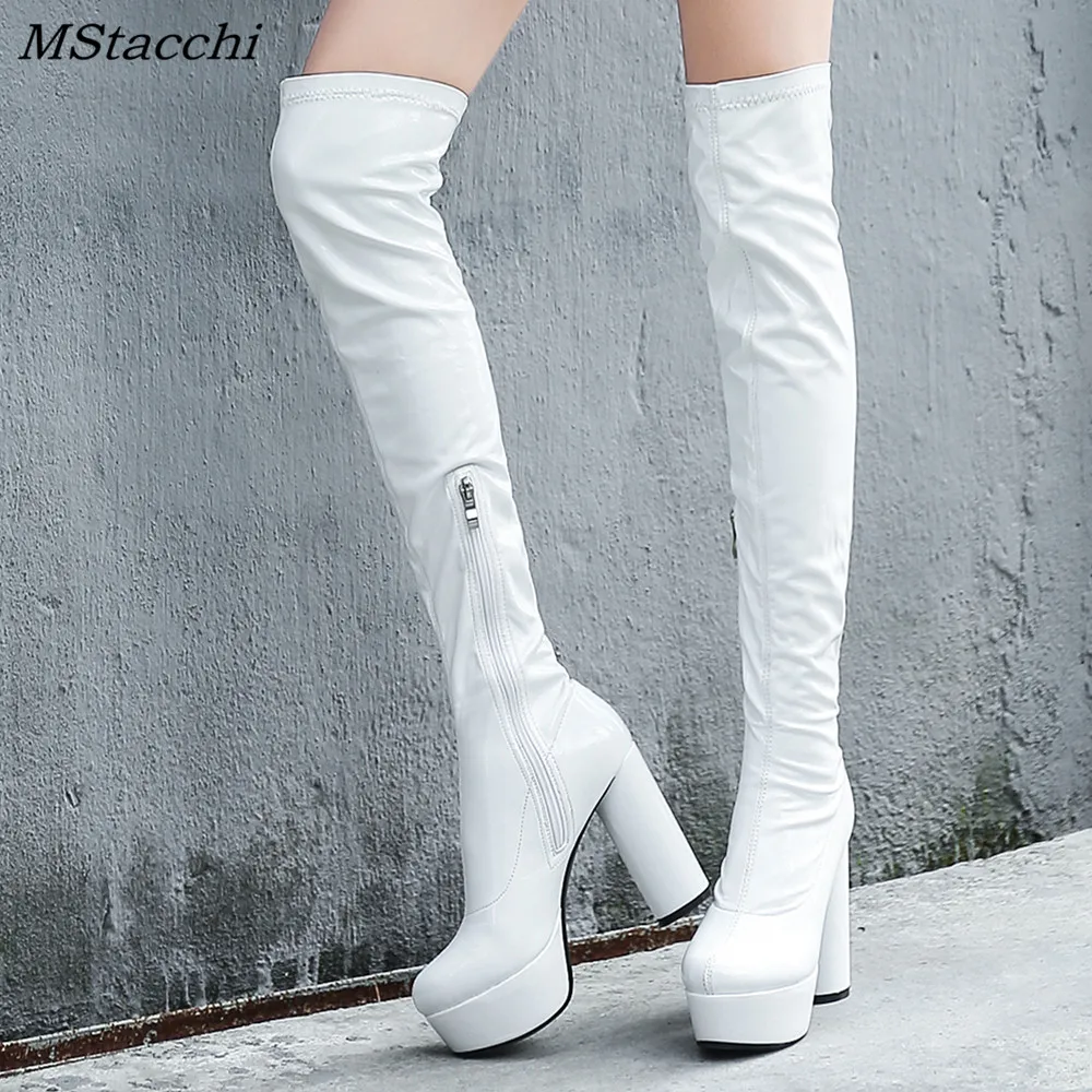 

Mstacchi 2018 Fashion Autumn Winter Botas Mujer Round Head Women High Boots Sexy High Heel Party Ladies Shoes Woman Warm Shoes