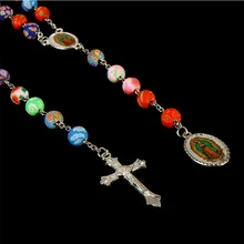 8 мм мягкие керамические четки ожерелье, католические мягкие глины Иисуса крест ожерелье. Гваделупа Madonna аксессуары