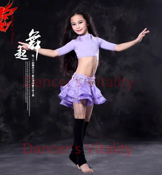 

Kids belly dancing clothing modal half sleeves top+short skirt 2pcs belly dance suit for girls belly dance clothes set SML