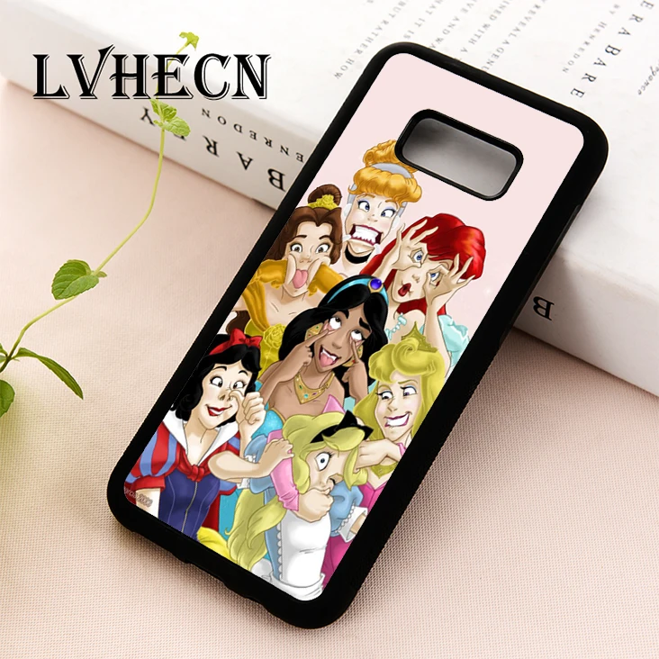 

LvheCn phone case for Samsung Galaxy S5 S6 S7 S8 S9 S10 EDGE PLUS S10e Note 5 8 9 All Princess Funny Ariel Snow White Belle