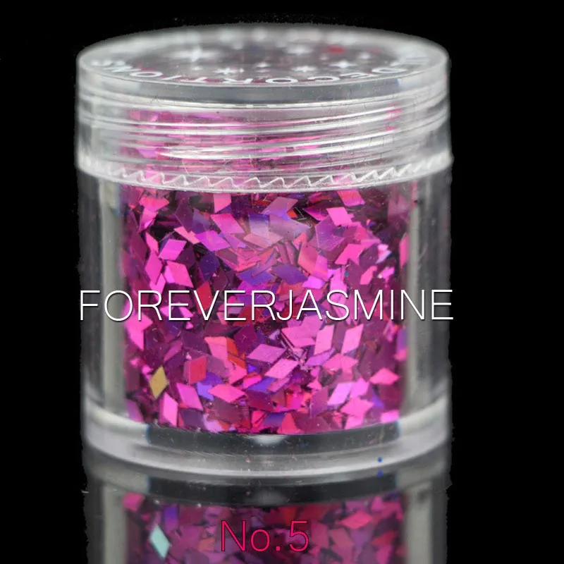 

FOREVERJASMINE 10ml Hot Pink Diamond Nail Glitter Rose Red Pink Rhombus Flakes Nail Decoration Charms Laser Manicure Powder No.5
