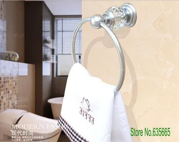 

Luxury Crystal Glass Decoration Chrome BrassTowel Rings Rack Hooks Hanger Bathroom Sanitary Ware Pendant Hardware Accessories