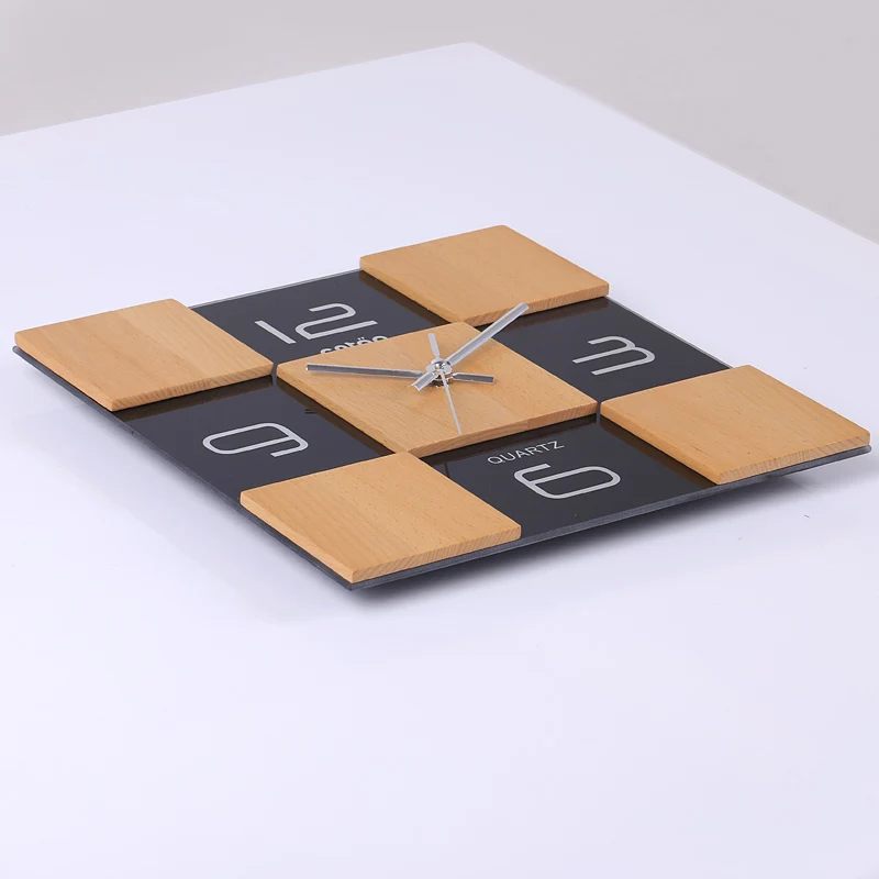 Modern Design High Grade Wood Wall Clock Mute Simple Home Decoration Modern Design High Grade Wood Wall Clock Mute Simple Home Decoration Square Black Brown Environmentally Friendly In Clocks From