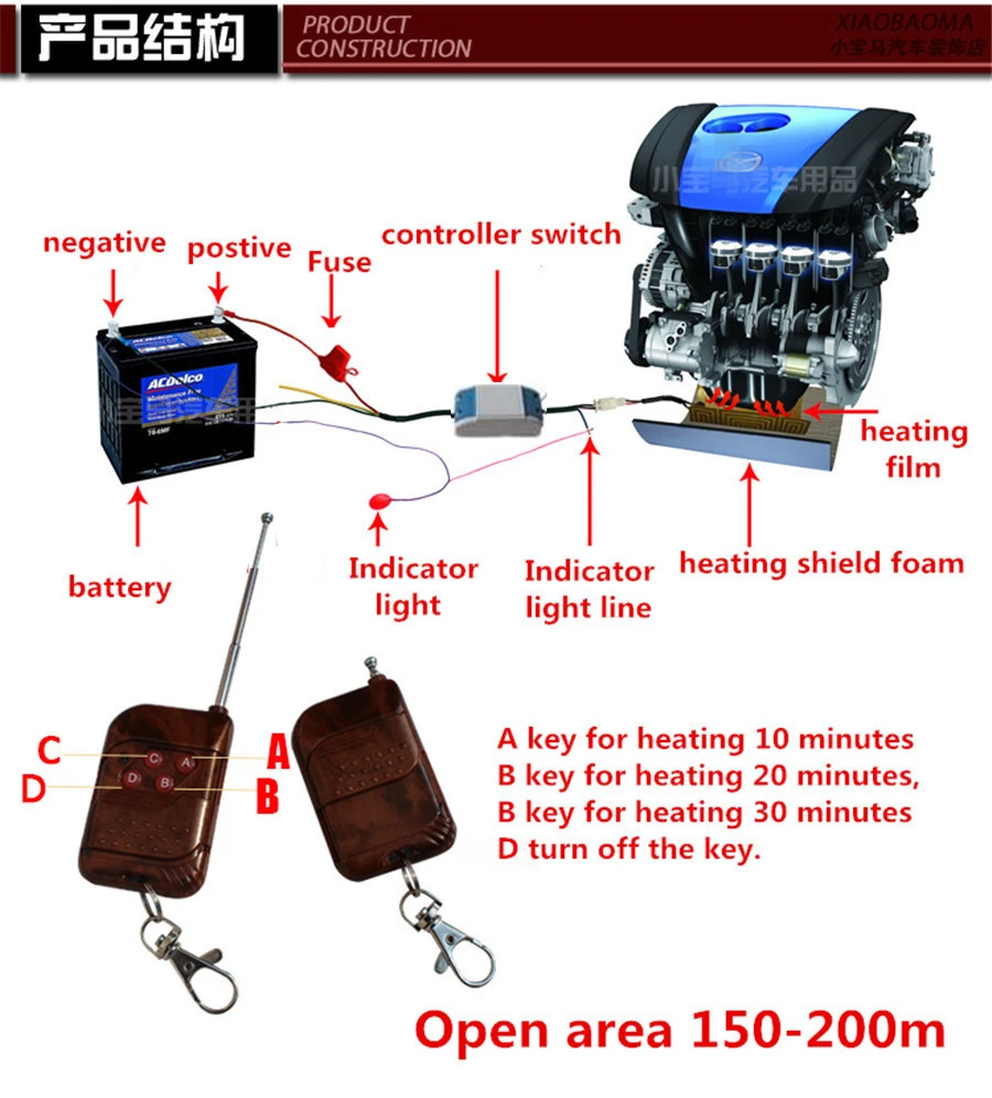 Подогрев двигателя, подогрев автомобиля, автоматический нагреватель вентилятора с 2 шт 200 м пультом дистанционного управления для масляного обогревателя от двигателя