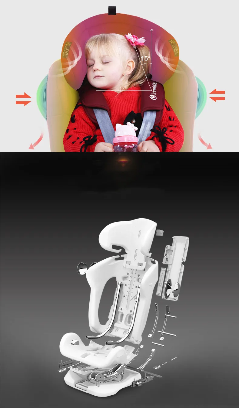 YC05S  Innokids Child Safety Seat 360 Degree Rotating Car with 0-12 Years Old Baby Can Sit and Lay Isofix Latch  grey