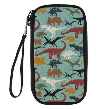 

Dinosaur Pattern Printed Travel Passport Wallets Credit Card Cover Large Capacity Function Storage Organizer Bags