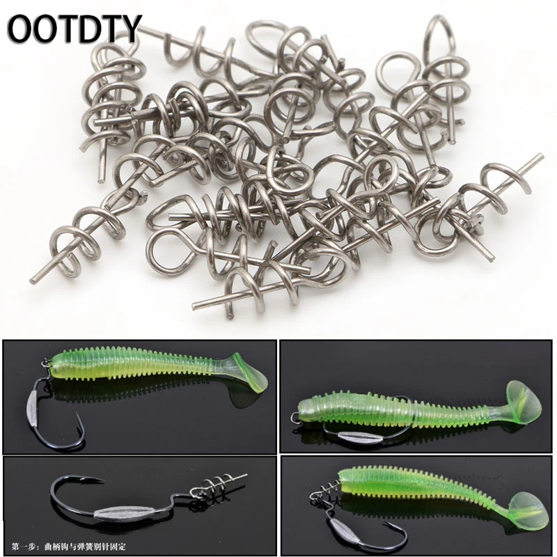 

OOTDTY 25Pcs/Set Fishing Lures Pin Spring Fixed Latch Needle Soft Worms Bait Hook Connector
