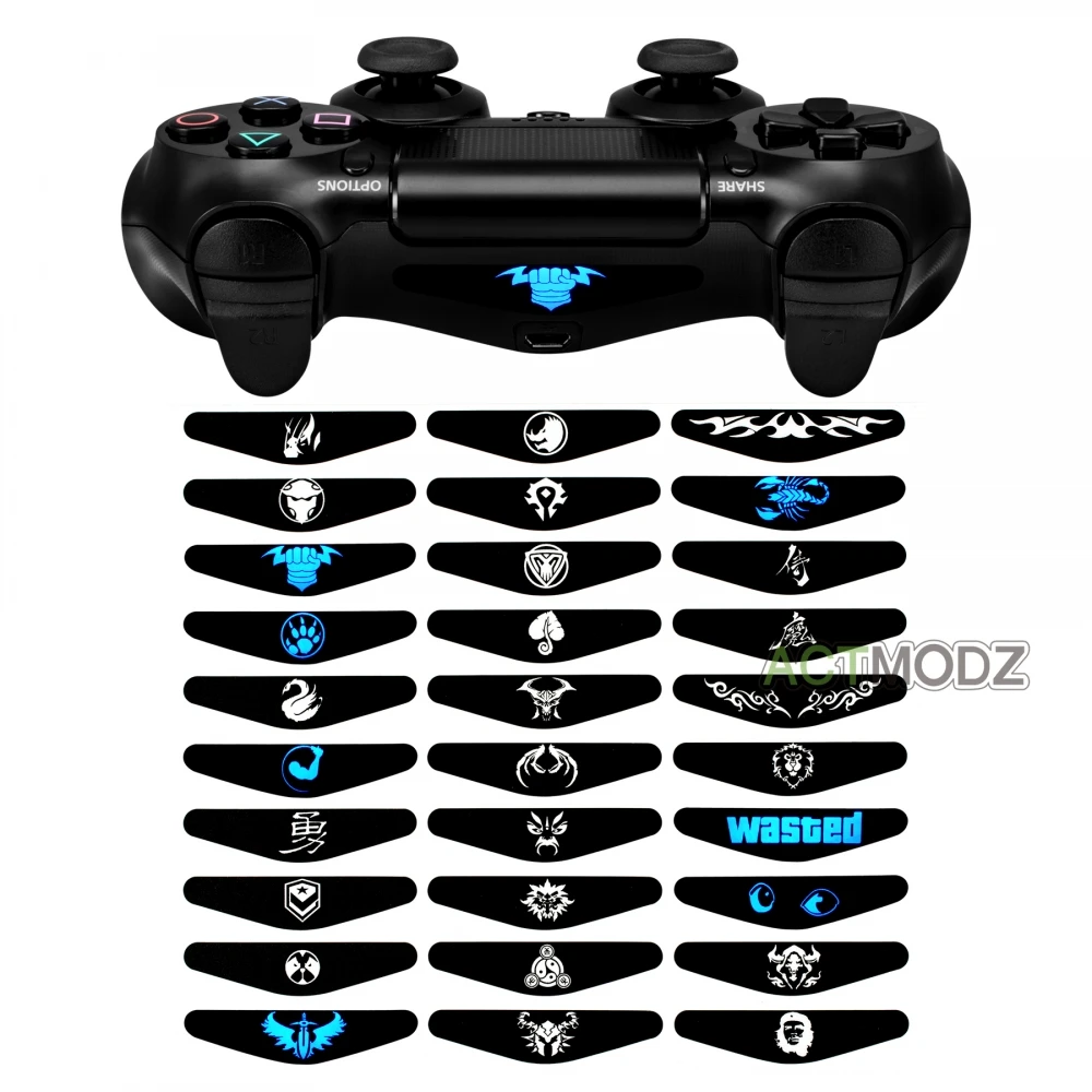 

30 Pcs Different Styles Light Bar Skin Wrap Sticker for PS4 Game Controller